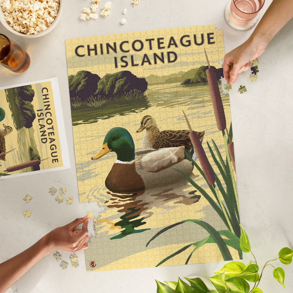 Chincoteague Island, Virginia, Mallard Ducks, Jigsaw Puzzle Puzzle Lantern Press 