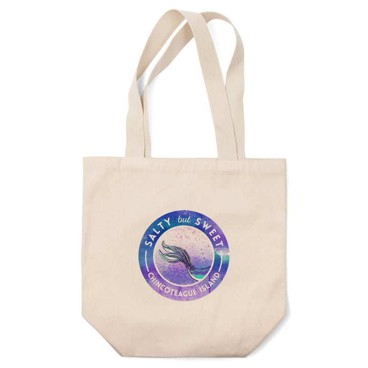 Chincoteague Island, Virginia, Salty but Sweet, Mermaid Tail, Contour, Lantern Press Artwork, Tote Bag Totes Lantern Press 