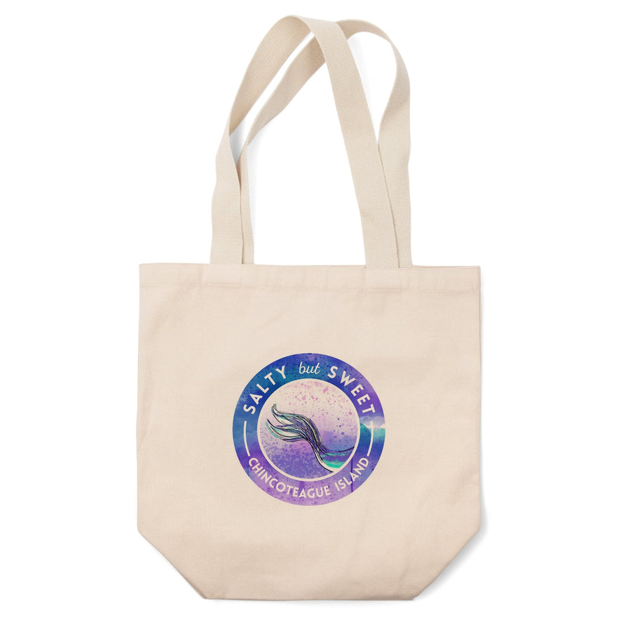 Chincoteague Island, Virginia, Salty but Sweet, Mermaid Tail, Contour, Lantern Press Artwork, Tote Bag Totes Lantern Press 
