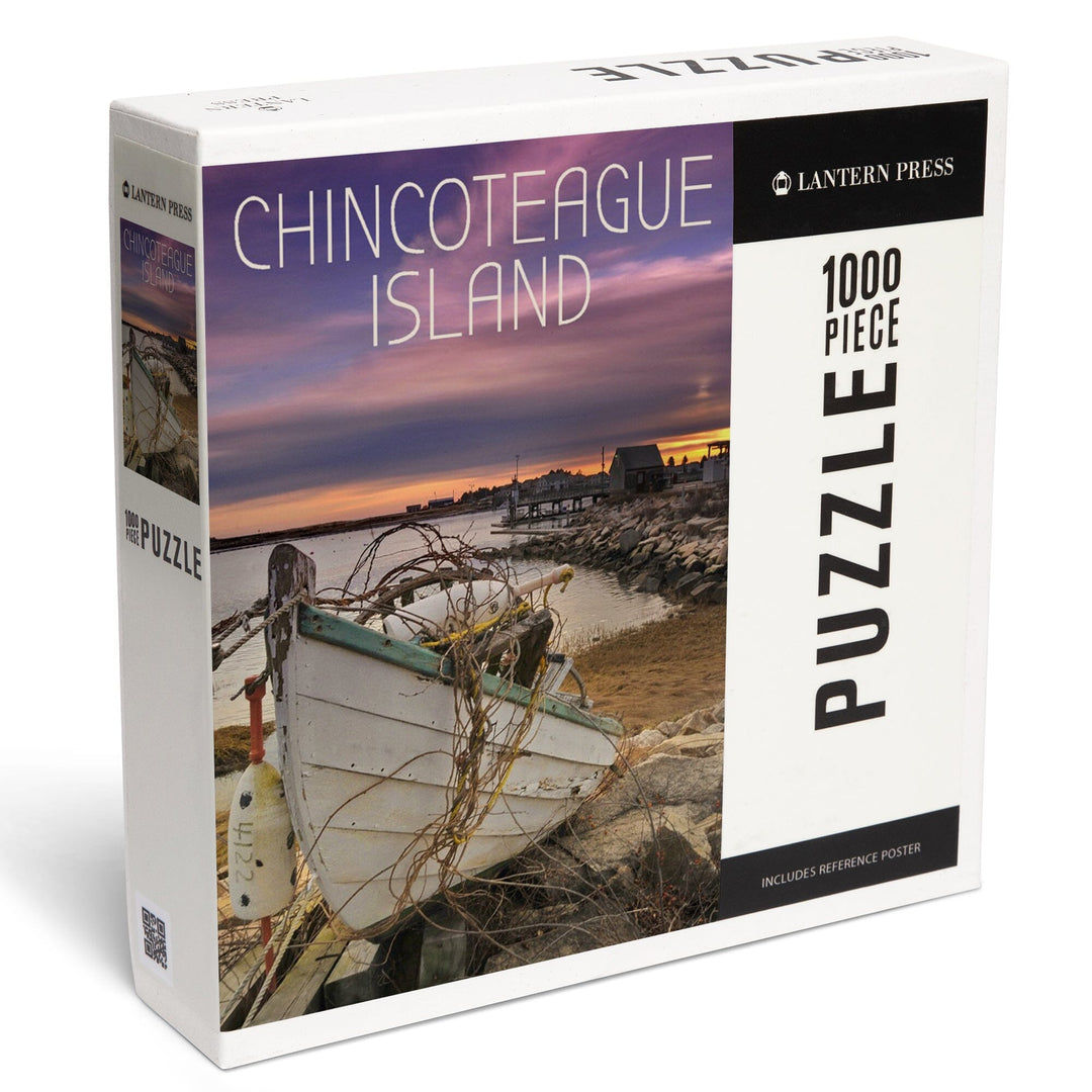 Chincoteague Island, Virginia, Wooden Boat on Beach, Jigsaw Puzzle Puzzle Lantern Press 