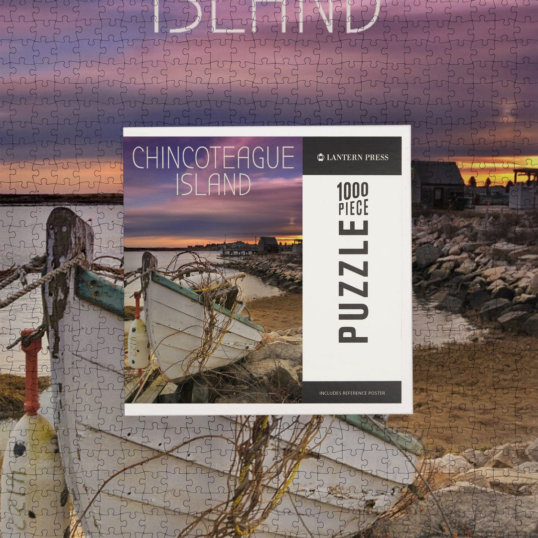 Chincoteague Island, Virginia, Wooden Boat on Beach, Jigsaw Puzzle Puzzle Lantern Press 