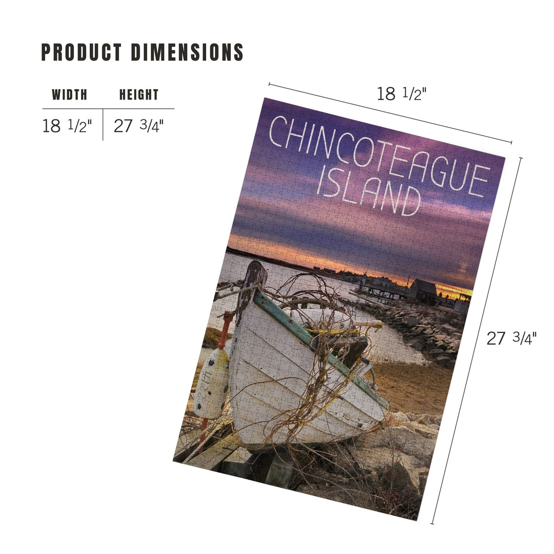 Chincoteague Island, Virginia, Wooden Boat on Beach, Jigsaw Puzzle Puzzle Lantern Press 