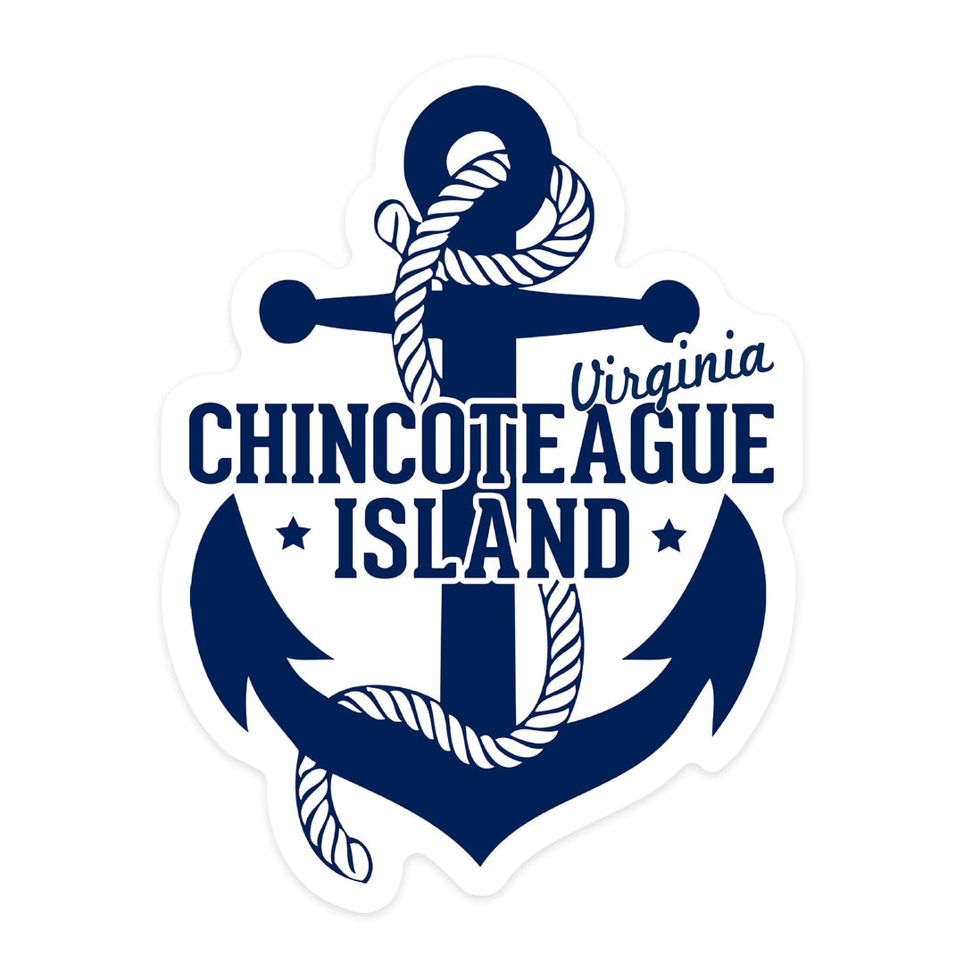 Chincoteague, Virginia, Anchor, Contour, Vinyl Sticker Sticker Lantern Press 