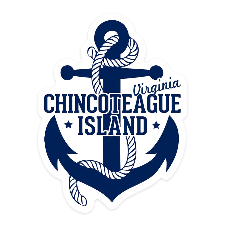 Chincoteague, Virginia, Anchor, Contour, Vinyl Sticker Sticker Lantern Press 