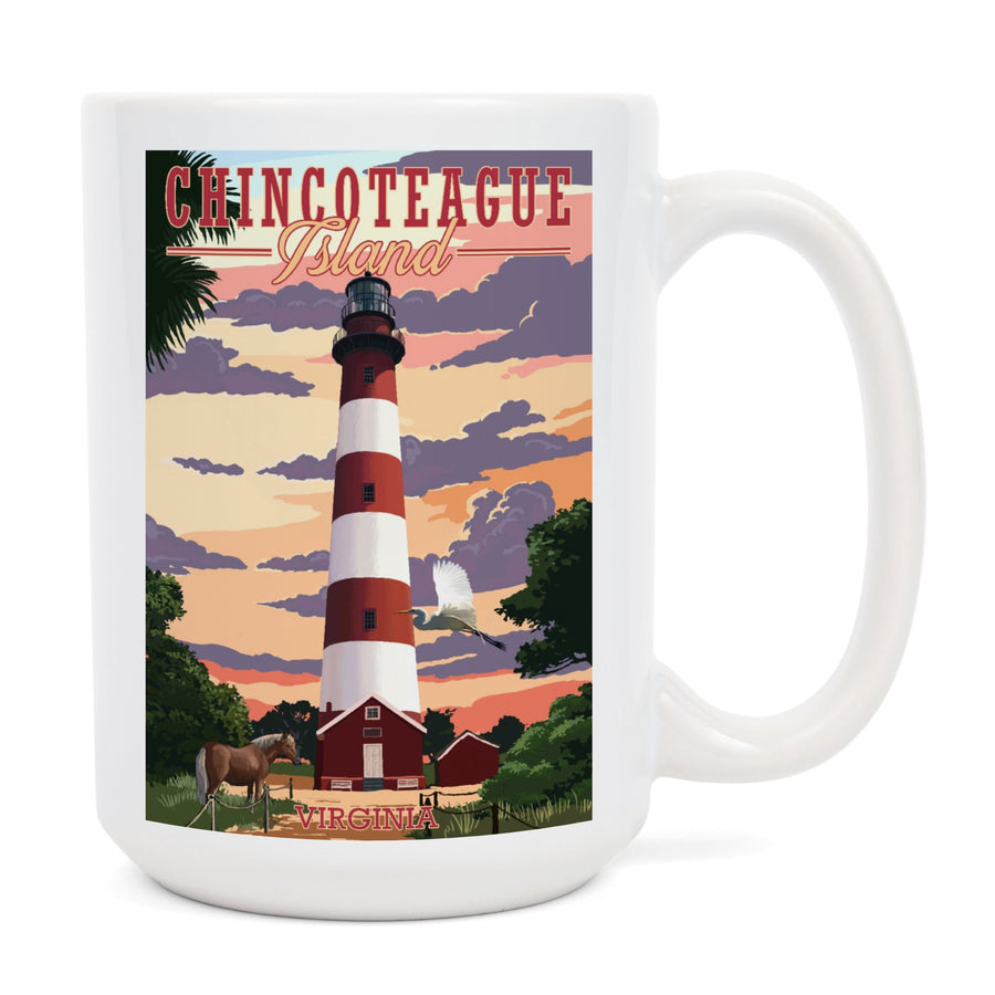 Chincoteague, Virginia, Lighthouse, Lantern Press Artwork, Ceramic Mug Mugs Lantern Press 