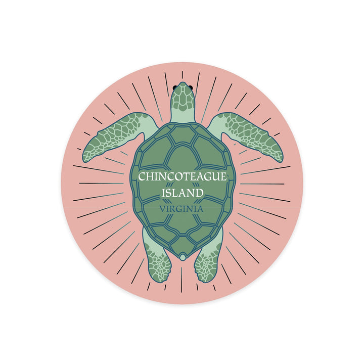 Chincoteague, Virginia, Sea Turtle, Pink, Contour, Vinyl Sticker Sticker Lantern Press 