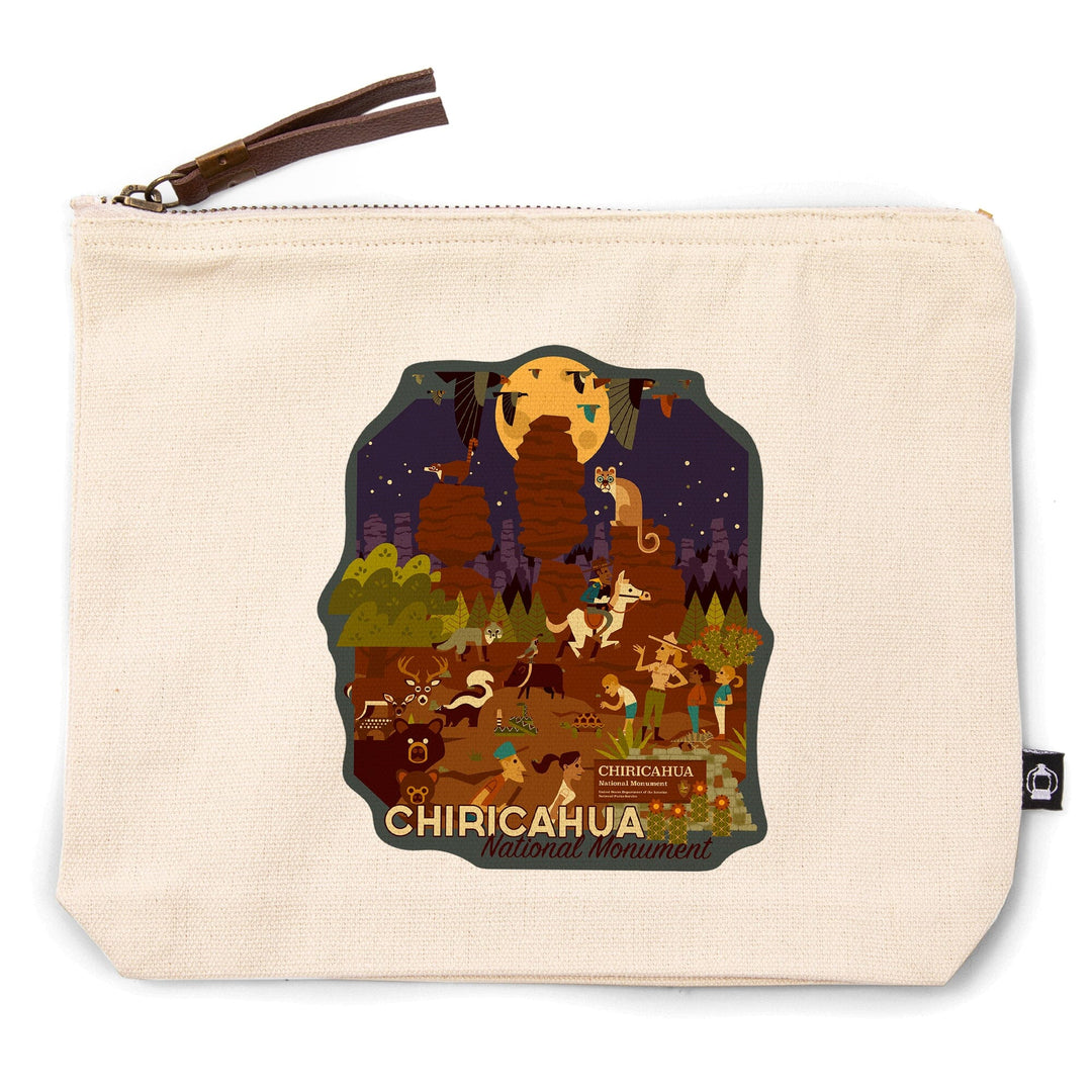 Chiricahua National Monument, Arizona, Night Scene, Geometric, Contour, Lantern Press Artwork, Accessory Go Bag Totes Lantern Press 