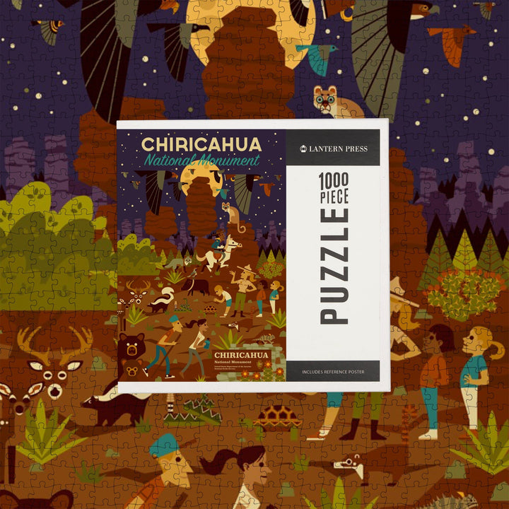 Chiricahua National Monument, Arizona, Night Scene, Geometric, Jigsaw Puzzle Puzzle Lantern Press 