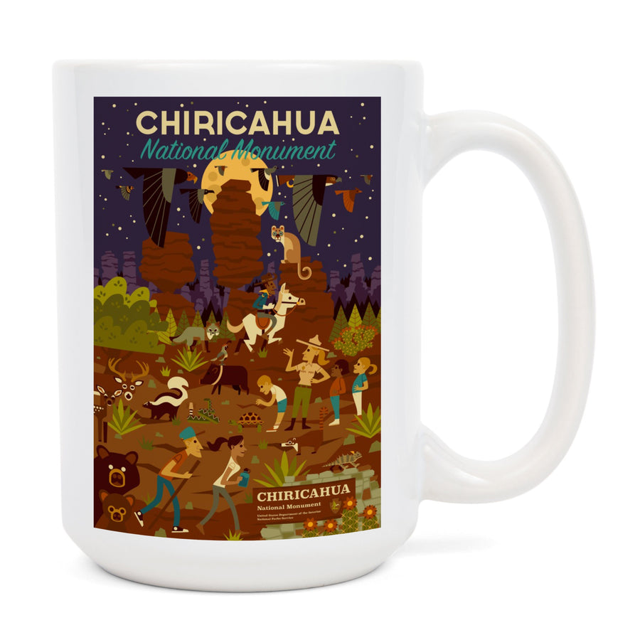 Chiricahua National Monument, Arizona, Night Time Geometric, Lantern Press Artwork, Ceramic Mug Mugs Lantern Press 