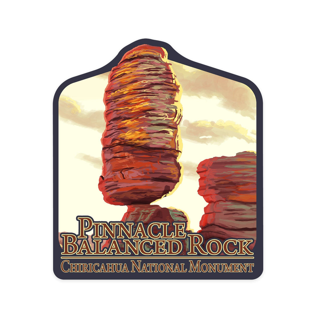 Chiricahua National Monument, Arizona, Pinnacle Balanced Rock, Contour, Vinyl Sticker Sticker Lantern Press 