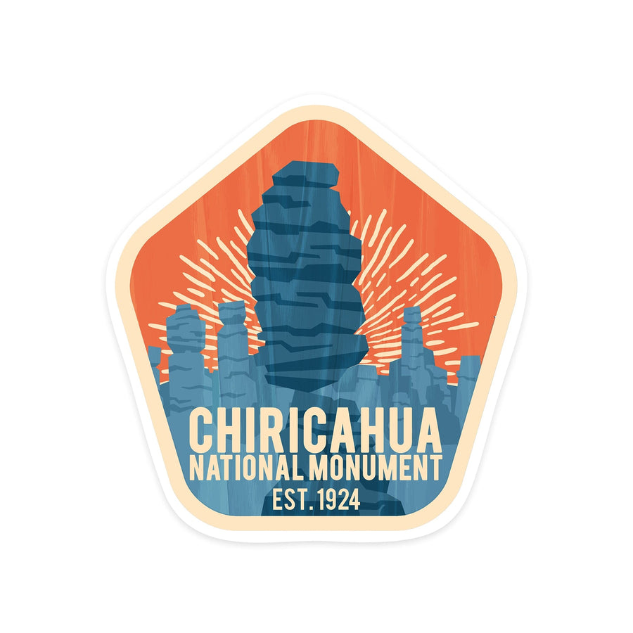 Chiricahua National Monument, Arizona, Vintage Vector, Pentagon, Contour, Lantern Press Artwork, Vinyl Sticker Sticker Lantern Press 