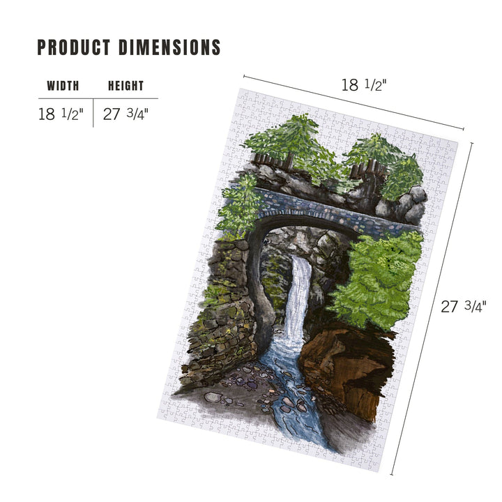 Christine Falls, Mount Rainier National Park, Illustration, Jigsaw Puzzle Puzzle Lantern Press 