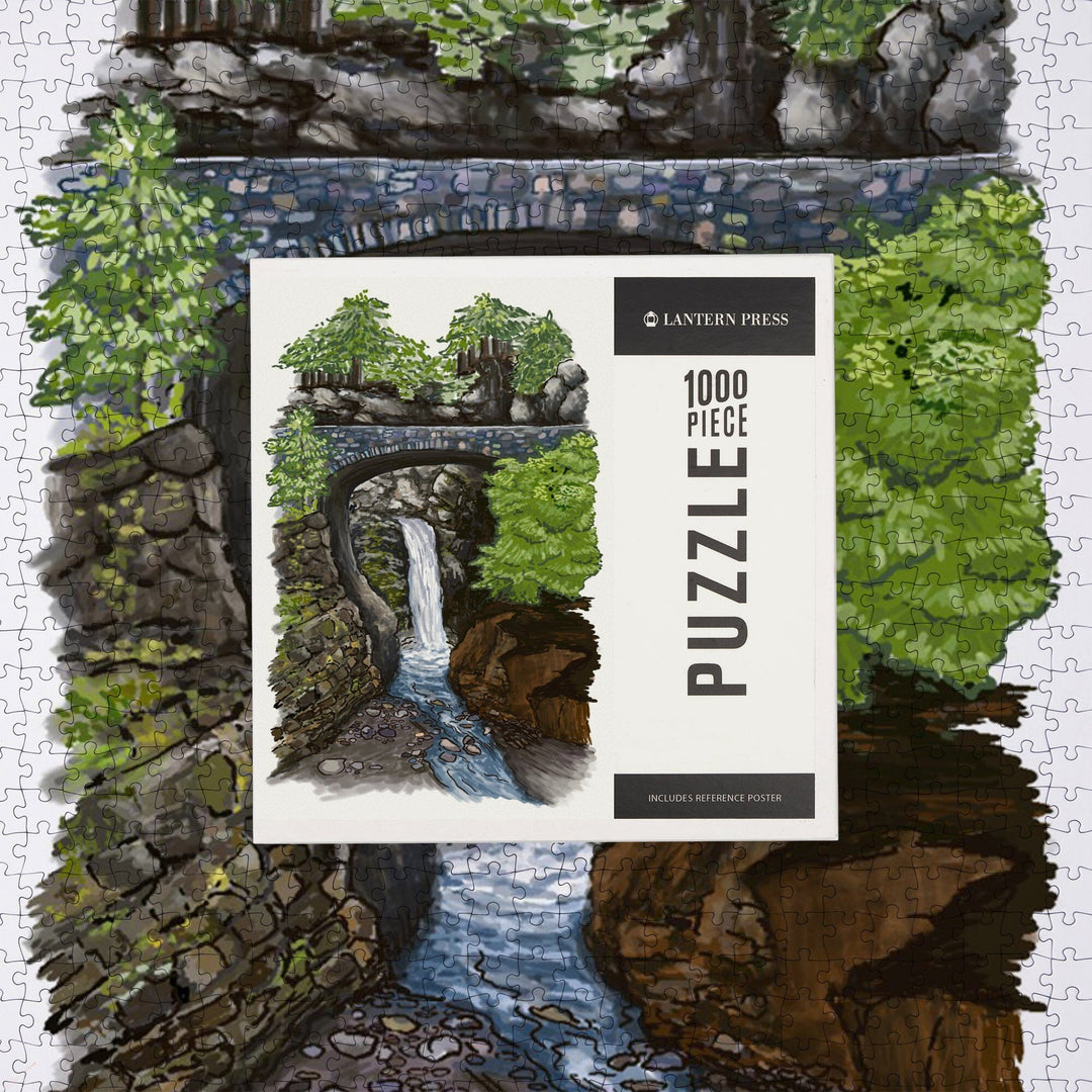 Christine Falls, Mount Rainier National Park, Illustration, Jigsaw Puzzle Puzzle Lantern Press 