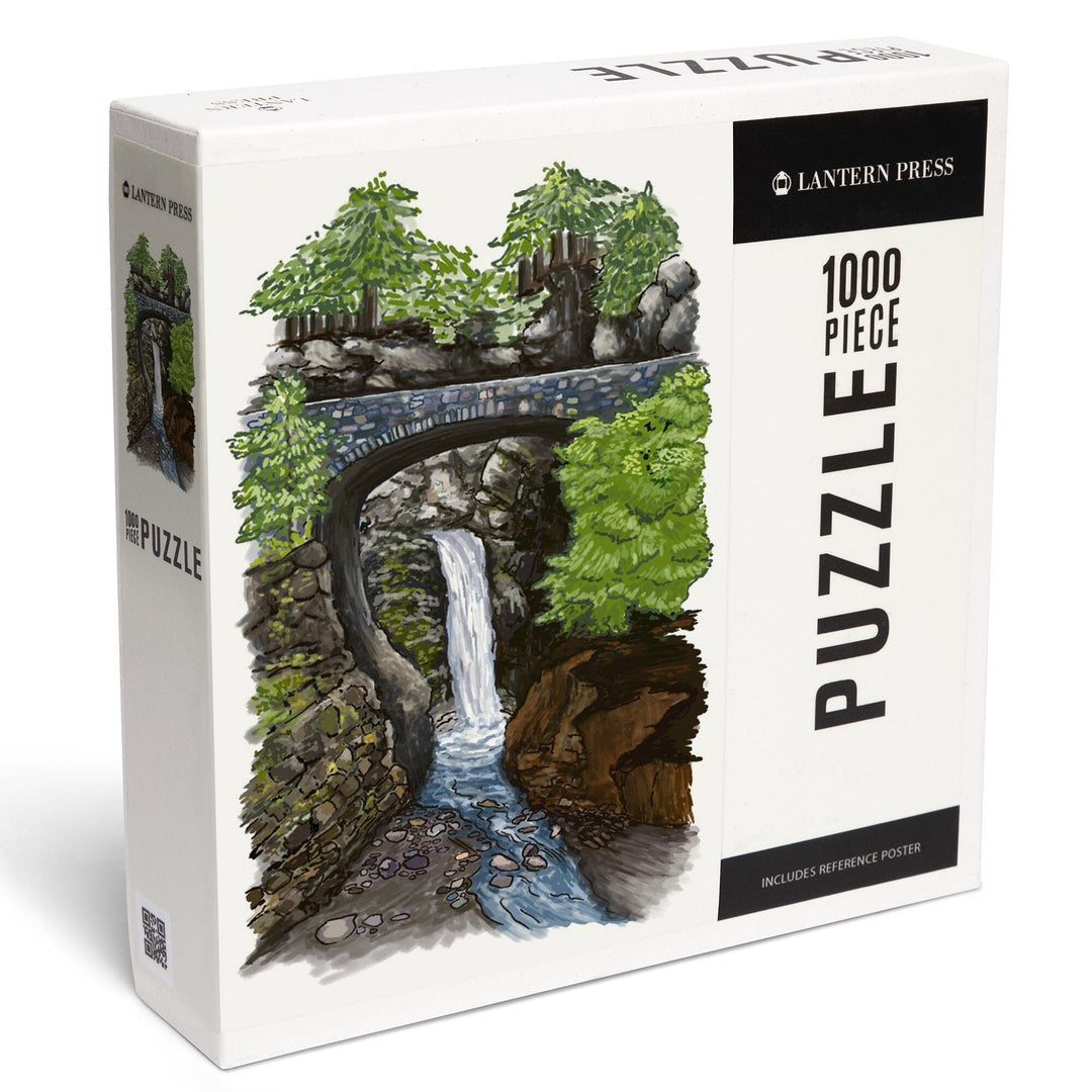 Christine Falls, Mount Rainier National Park, Illustration, Jigsaw Puzzle Puzzle Lantern Press 