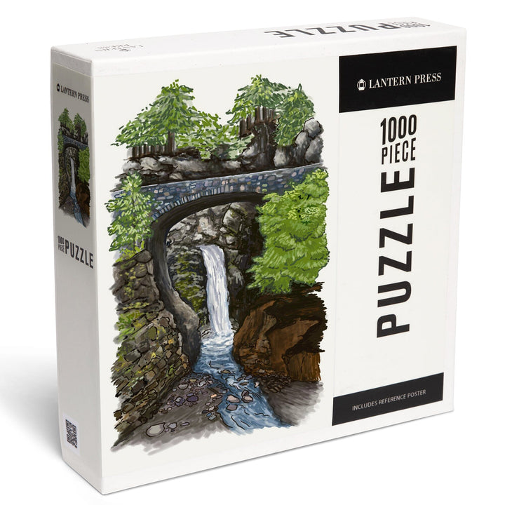 Christine Falls, Mount Rainier National Park, Illustration, Jigsaw Puzzle Puzzle Lantern Press 