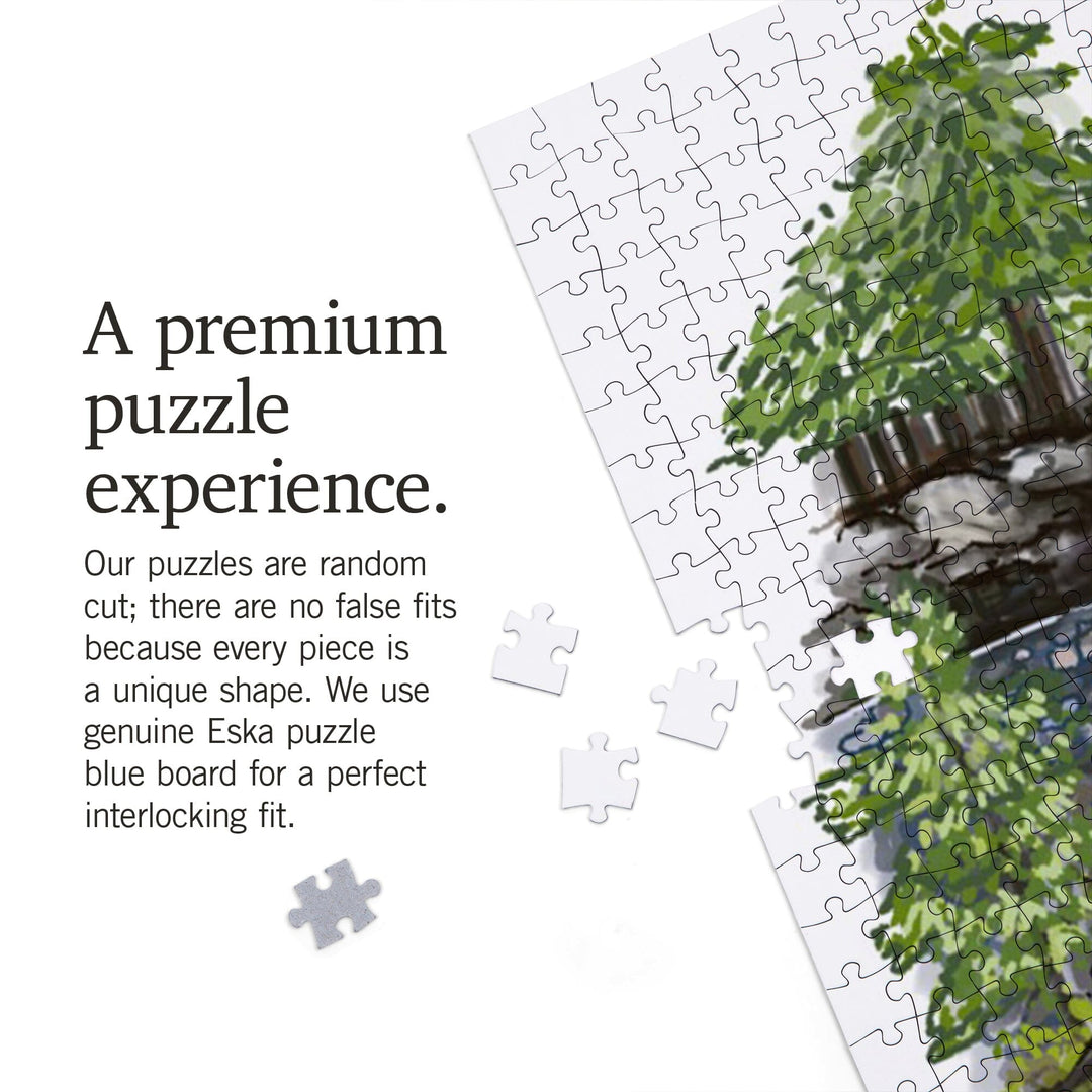 Christine Falls, Mount Rainier National Park, Illustration, Jigsaw Puzzle Puzzle Lantern Press 