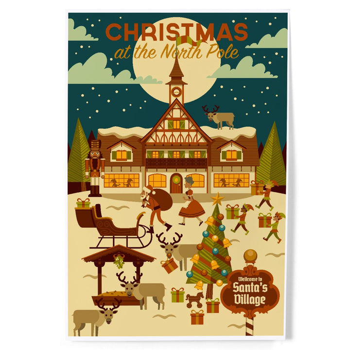 Christmas at the North Pole, Geometric, Art & Giclee Prints - Lantern Press