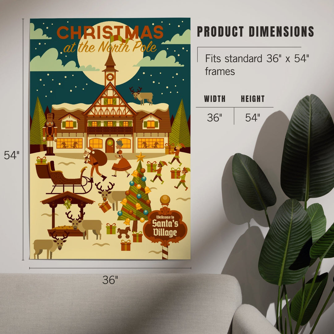 Christmas at the North Pole, Geometric, Art & Giclee Prints Art Lantern Press 