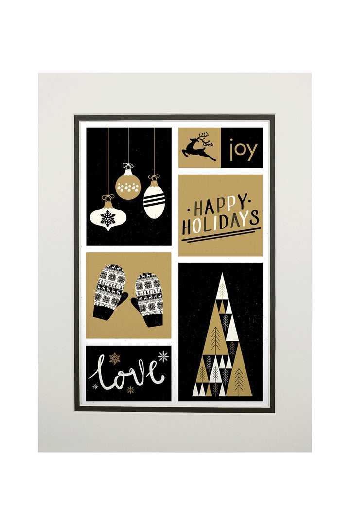 Christmas, Checkerboard, Art & Giclee Prints Art Lantern Press 11 x 14 Matted Art Print 