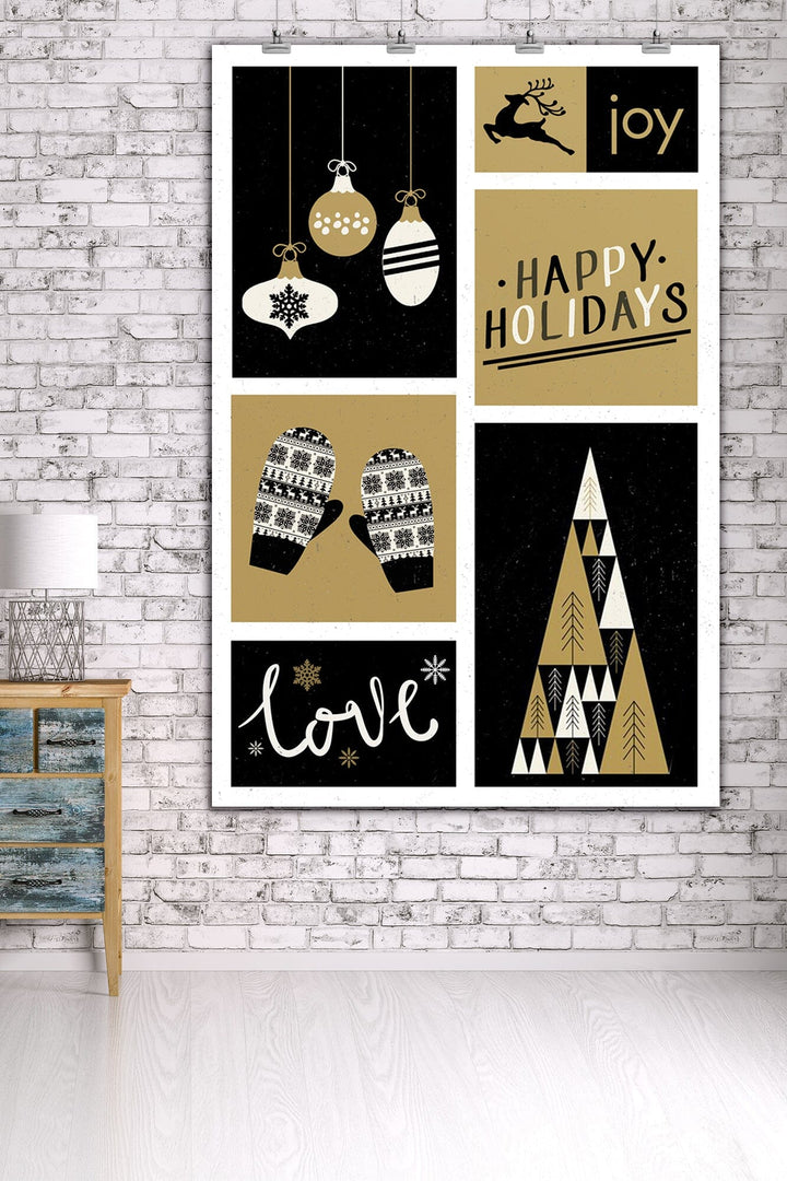 Christmas, Checkerboard, Art & Giclee Prints Art Lantern Press 36 x 54 Giclee Print 