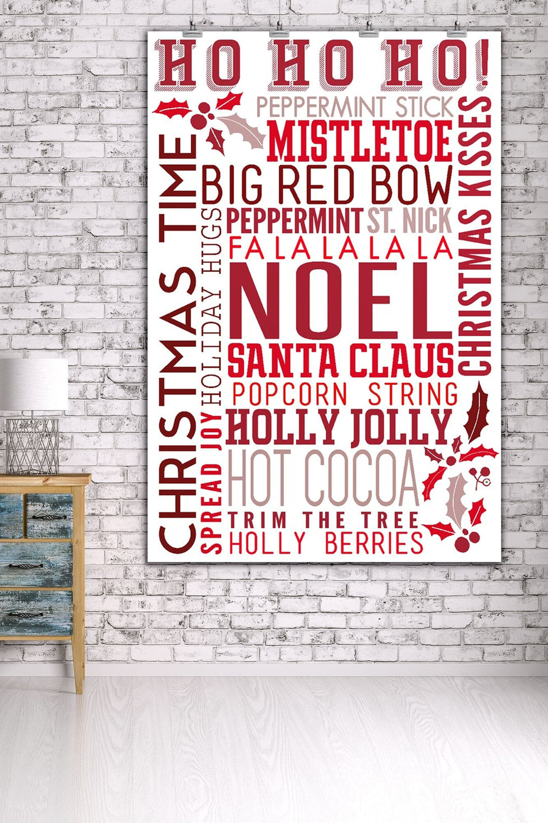 Christmas, Ho Ho Ho, Typography, Art & Giclee Prints Art Lantern Press 36 x 54 Giclee Print 