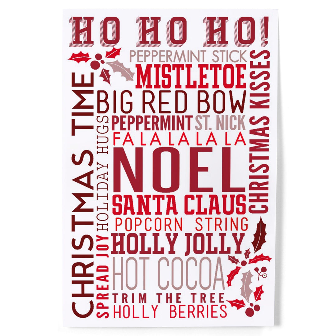 Christmas, Ho Ho Ho, Typography, Art & Giclee Prints Art Lantern Press 