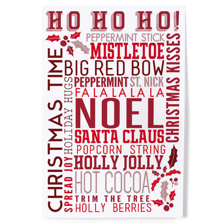 Christmas, Ho Ho Ho, Typography, Art & Giclee Prints Art Lantern Press 