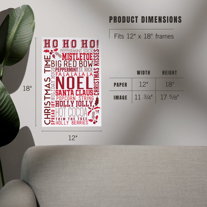 Christmas, Ho Ho Ho, Typography, Art & Giclee Prints Art Lantern Press 