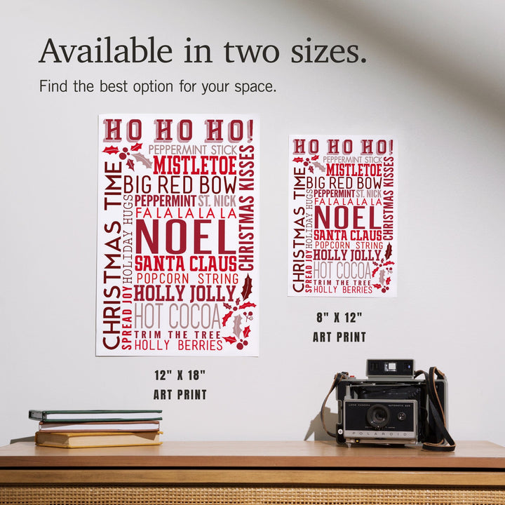 Christmas, Ho Ho Ho, Typography, Art & Giclee Prints Art Lantern Press 