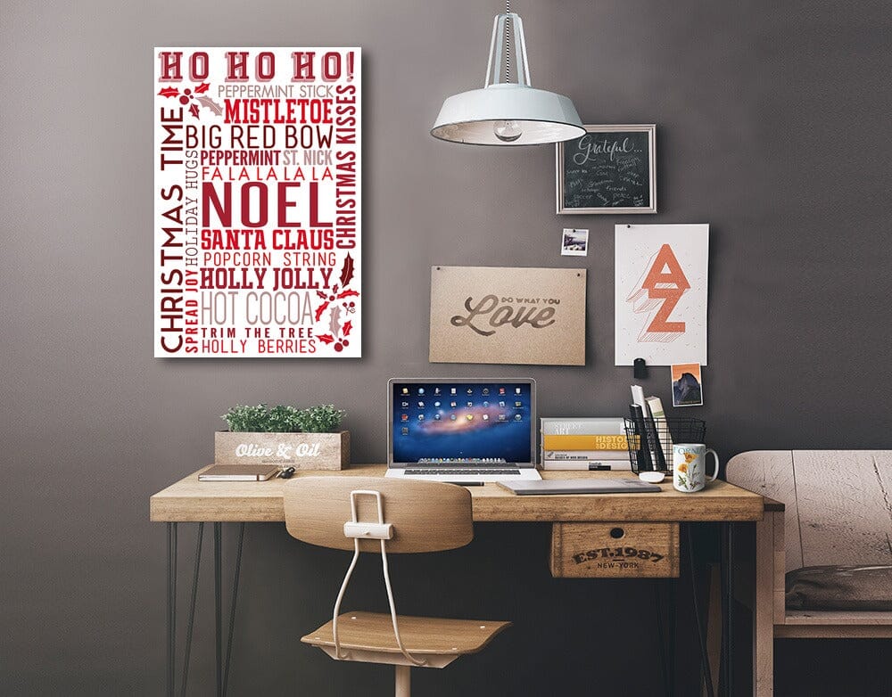 Christmas, Ho Ho Ho, Typography, Lantern Press Artwork, Stretched Canvas Canvas Lantern Press 