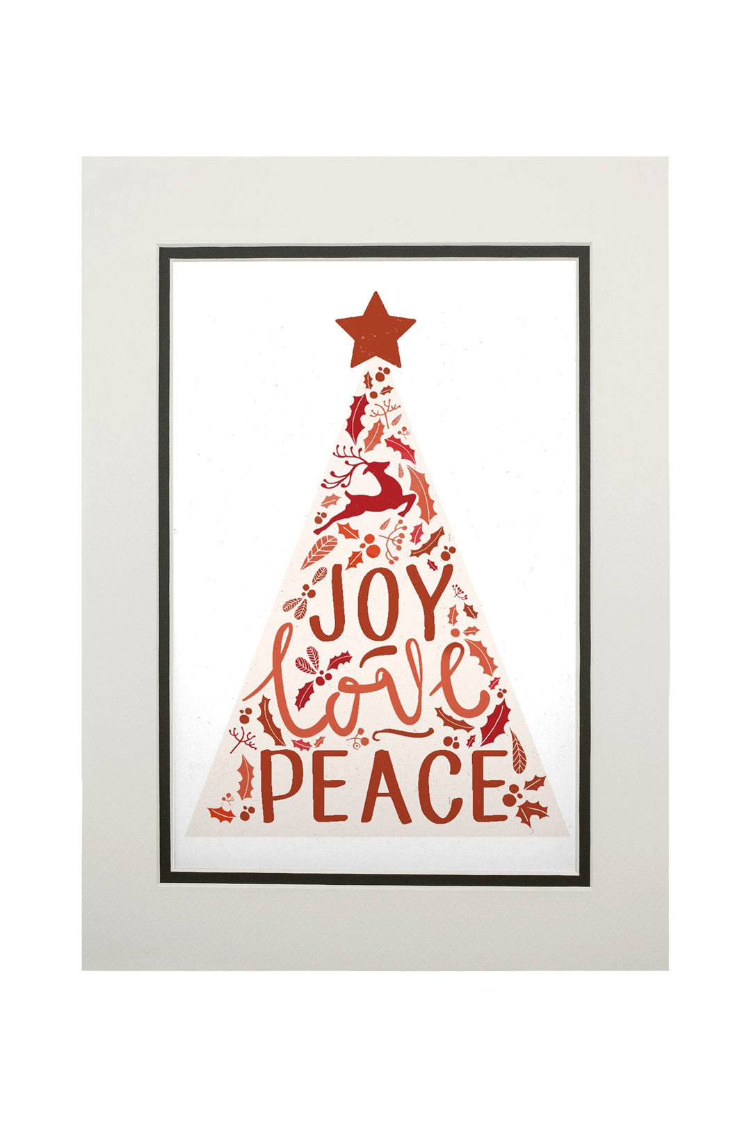 Christmas, Joy Love Peace, Tree, Art & Giclee Prints Art Lantern Press 11 x 14 Matted Art Print 