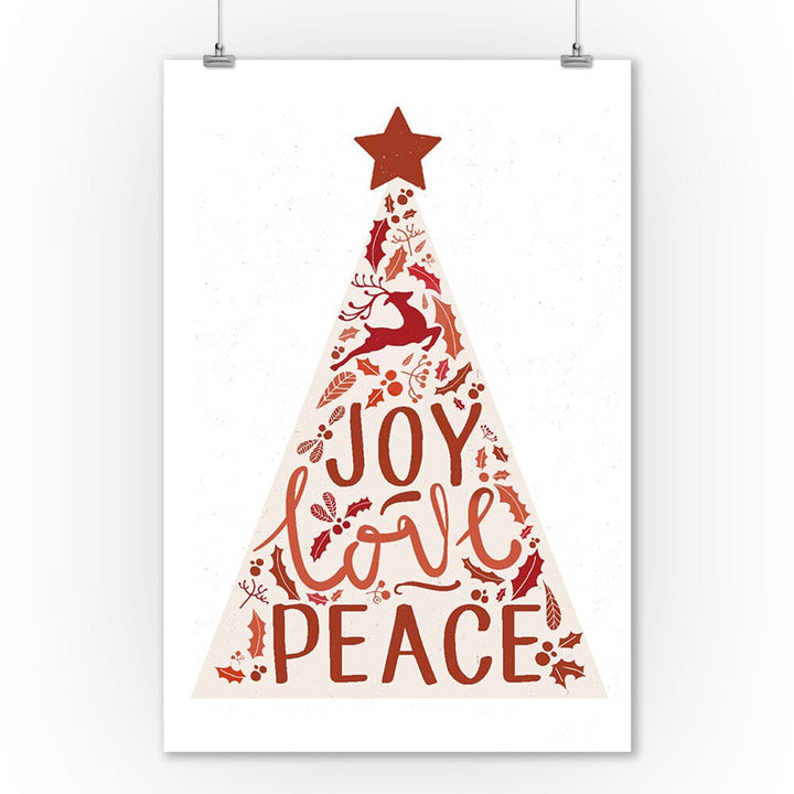 Christmas, Joy Love Peace, Tree, Art & Giclee Prints Art Lantern Press 12 x 18 Art Print 