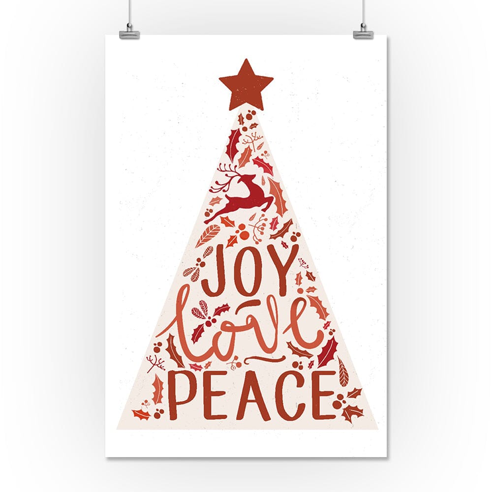 Christmas, Joy Love Peace, Tree, Art & Giclee Prints Art Lantern Press 16 x 24 Giclee Print 