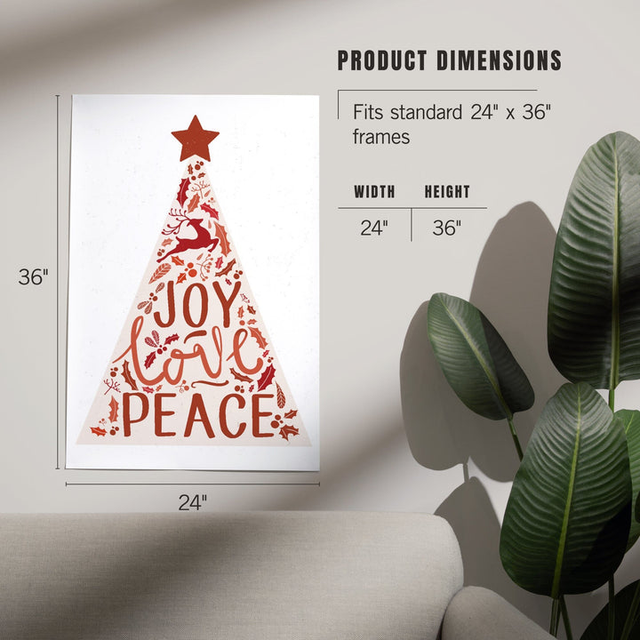 Christmas, Joy Love Peace, Tree, Art & Giclee Prints Art Lantern Press 