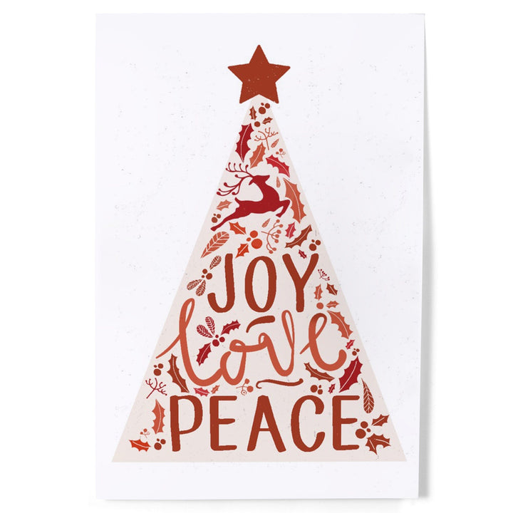 Christmas, Joy Love Peace, Tree, Art & Giclee Prints Art Lantern Press 