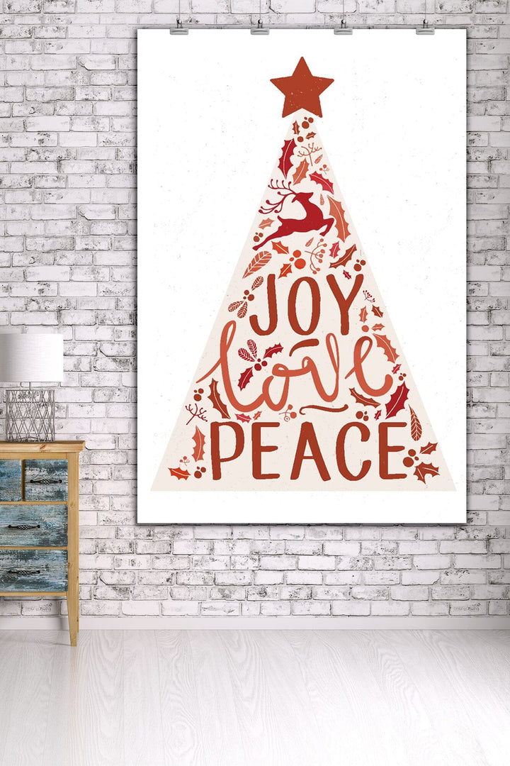 Christmas, Joy Love Peace, Tree, Art & Giclee Prints Art Lantern Press 36 x 54 Giclee Print 