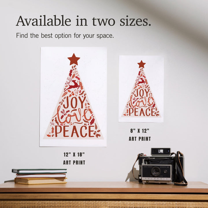 Christmas, Joy Love Peace, Tree, Art & Giclee Prints Art Lantern Press 