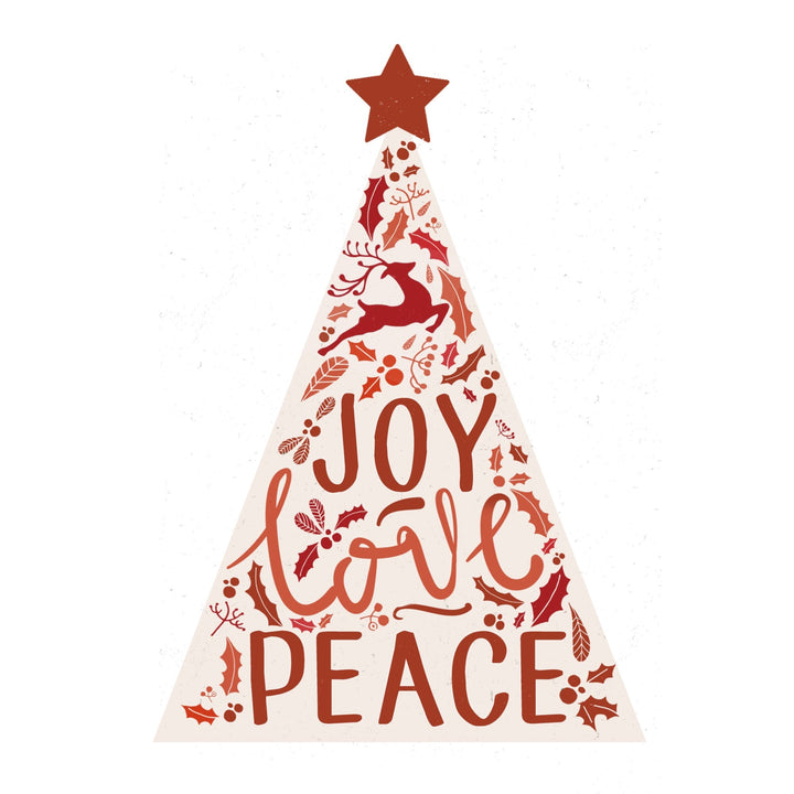 Christmas, Joy Love Peace, Tree, Lantern Press Artwork, Stretched Canvas Canvas Lantern Press 