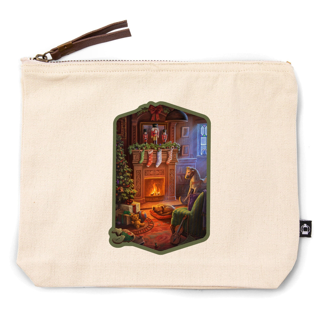 Christmas Morning,, Organic Cotton Zipper Pouch, Go Bag Go Bag Lantern Press 