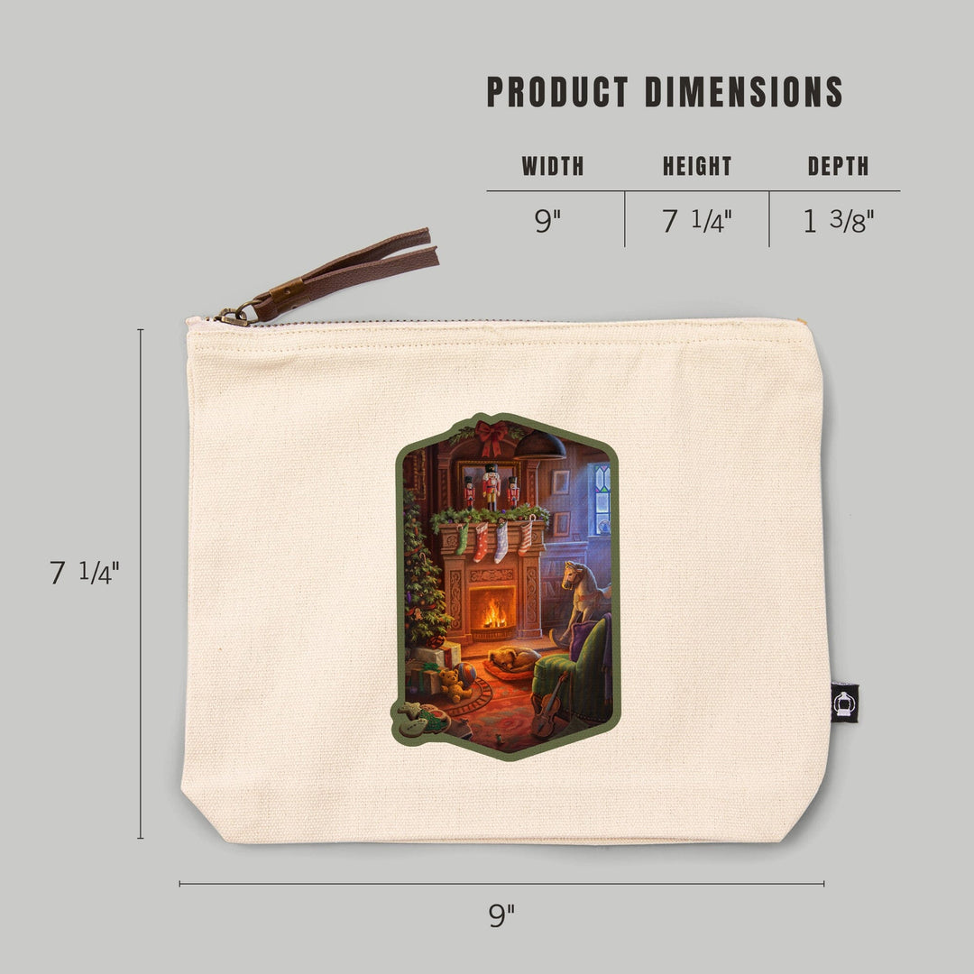 Christmas Morning,, Organic Cotton Zipper Pouch, Go Bag Go Bag Lantern Press 