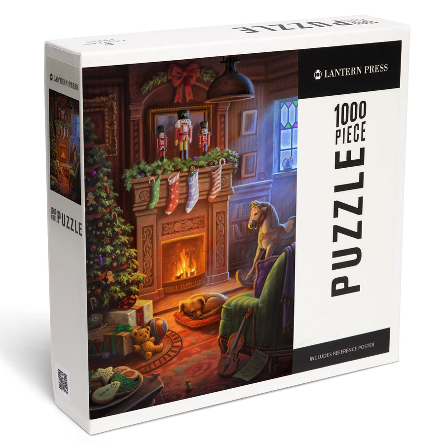 Christmas Morning, Stockings above Fireplace, Jigsaw Puzzle Puzzle Lantern Press 