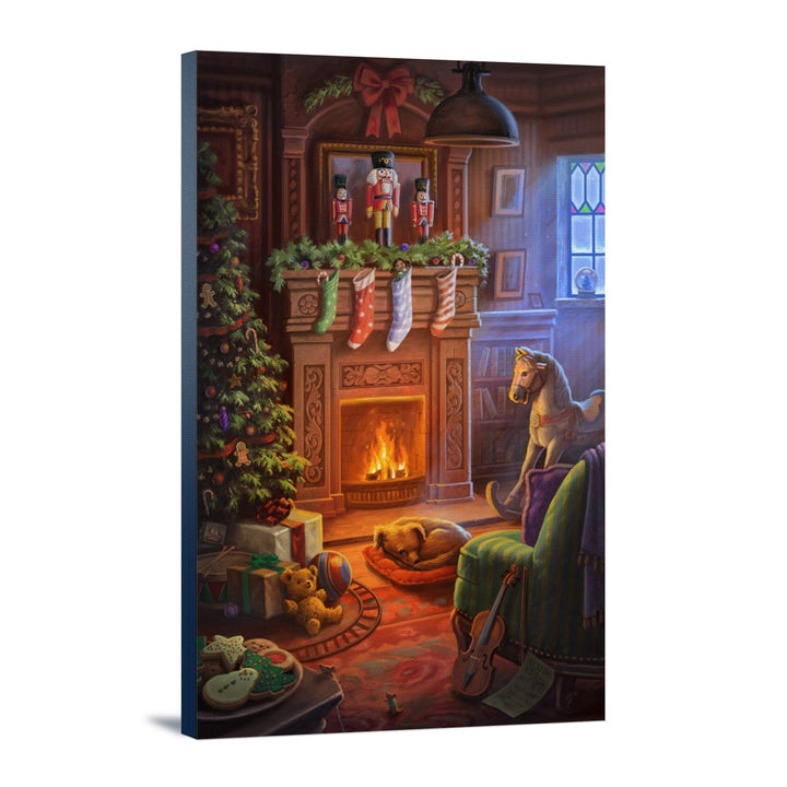 Christmas Morning, Stockings above Fireplace, Stretched Canvas Canvas Lantern Press 