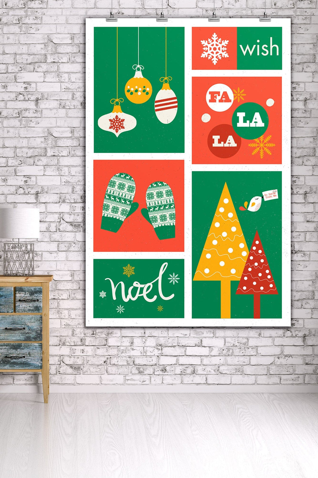 Christmas, Red and Green, Checkerboard, Art & Giclee Prints Art Lantern Press 36 x 54 Giclee Print 