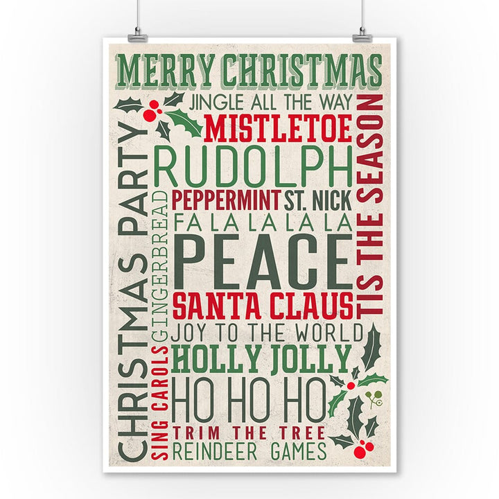 Christmas Typography, Art & Giclee Prints Art Lantern Press 12 x 18 Art Print 