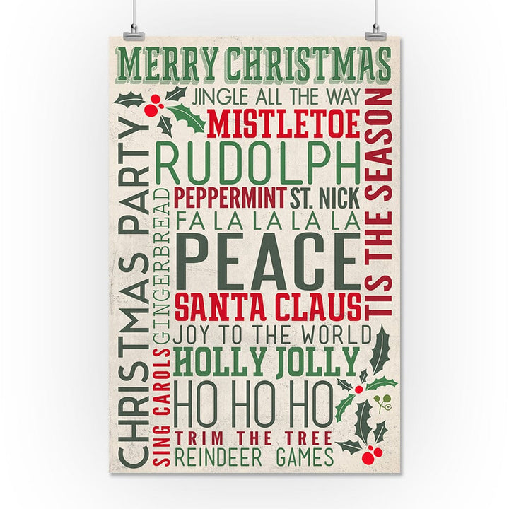 Christmas Typography, Art & Giclee Prints Art Lantern Press 16 x 24 Giclee Print 