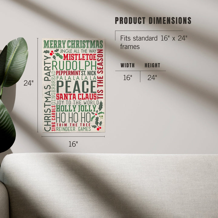 Christmas Typography, Art & Giclee Prints Art Lantern Press 