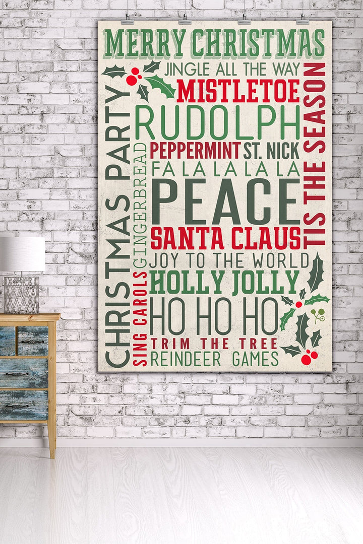 Christmas Typography, Art & Giclee Prints Art Lantern Press 36 x 54 Giclee Print 