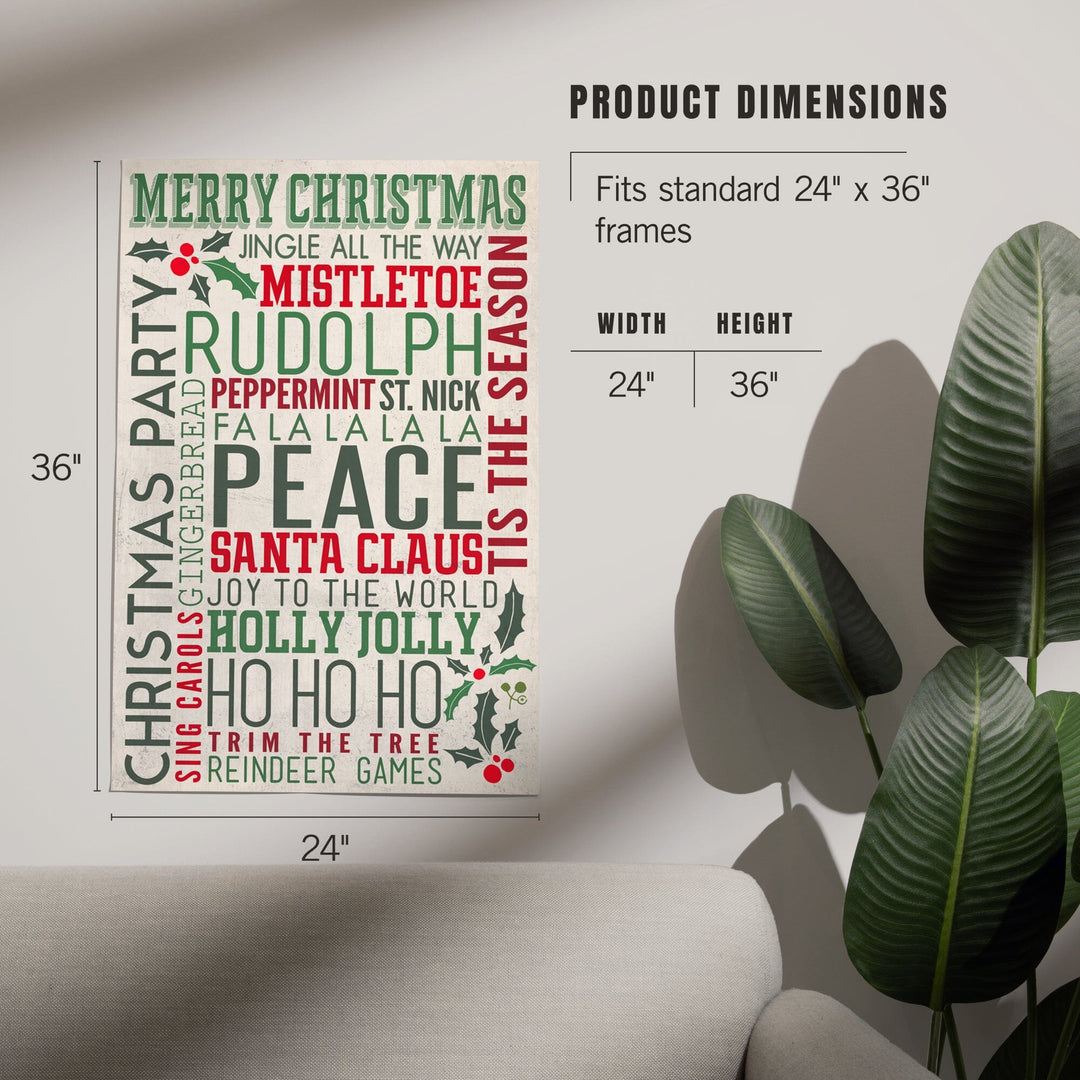 Christmas Typography, Art & Giclee Prints Art Lantern Press 