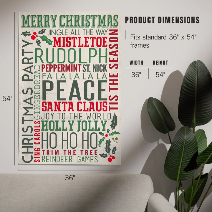 Christmas Typography, Art & Giclee Prints Art Lantern Press 