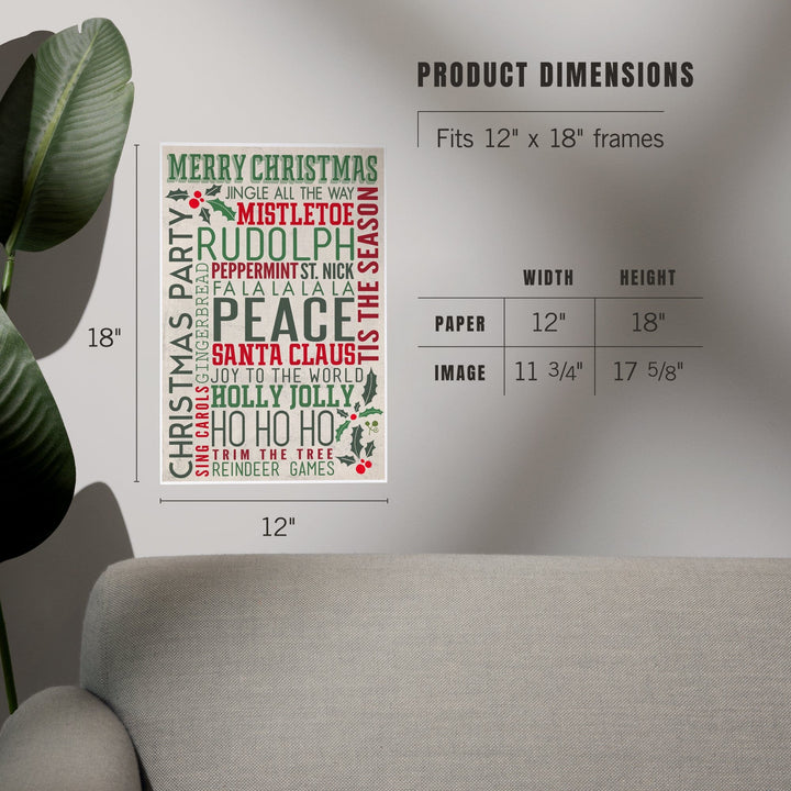 Christmas Typography, Art & Giclee Prints Art Lantern Press 